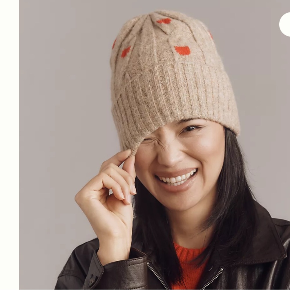 NWT Anthropologie Anthropologie Polka Dot Cable Beanie